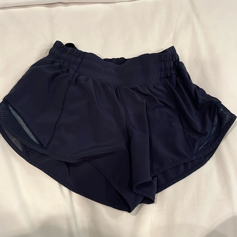 Navy blue lulumeon hotty hot shorts